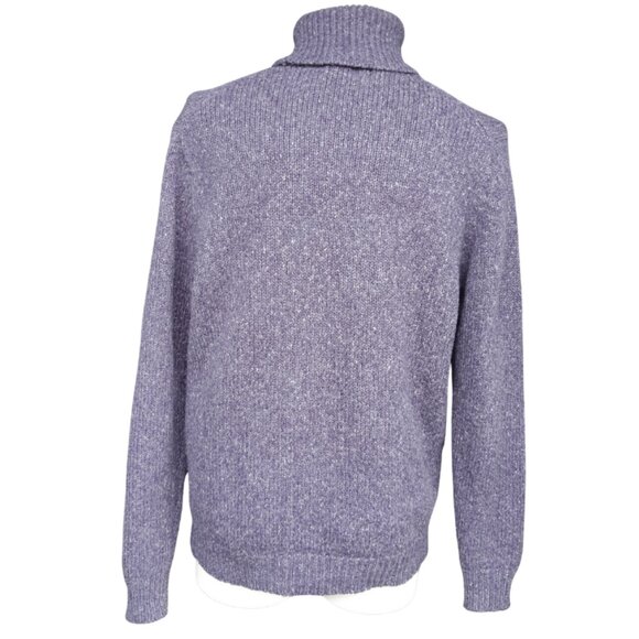 Le 31 by Simons SZ M Chunky Men's Turtleneck Sweater Blue w/White Fleck - Picture 2 of 13